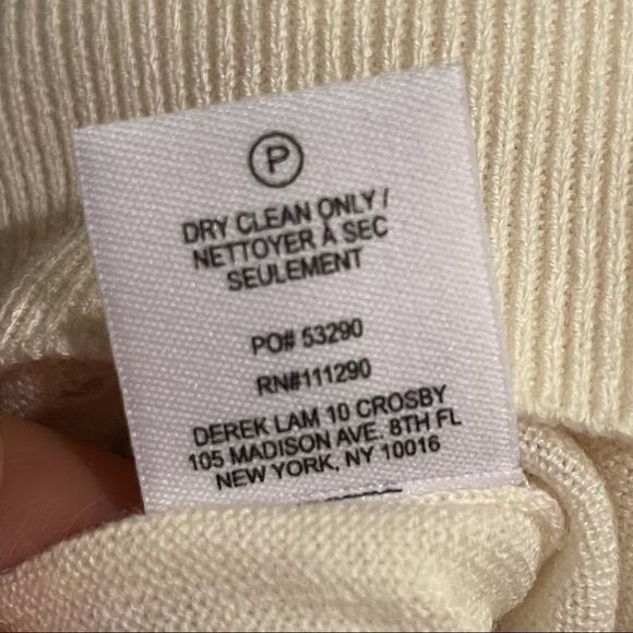 Derek Lam 10 Crosby Ivory Wool Blend Scalloped Neck Lightweight Sweater Sz S - Picture 9 of 13